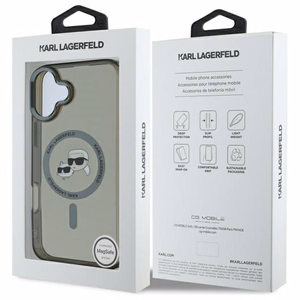 Karl Lagerfeld IML Metal Karl&Choupette Head MagSafe Case for iPhone 16 Plus - Black