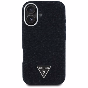 Guess Denim Triangle Logo MagSafe Suojakuori iPhone 16:lle - musta