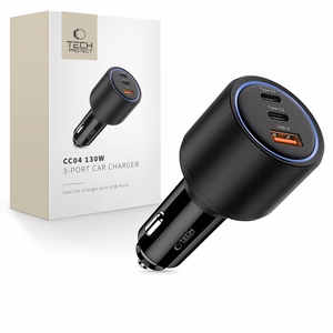 CC04 3-porttinen PD130W auton laturi - Musta