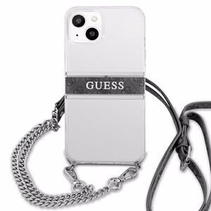 Guess GUHCP13SKC4GBSI iPhone 13 mini 5.4" läpinäkyvä kovakotelo 4G harmaa hihna hopea ketju
