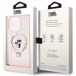 KARL LAGERFELD Suojakuori IPHONE 15 Pro MagSafe-yhteensopiva KLHMP15LHMRSKCP (Ringstand KC) vaaleanpunainen