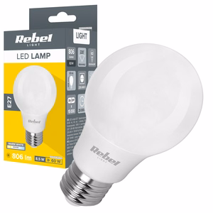 Rebel A60 E27 LED-lamppu, 8,5 W, 3000 K, 230 V
