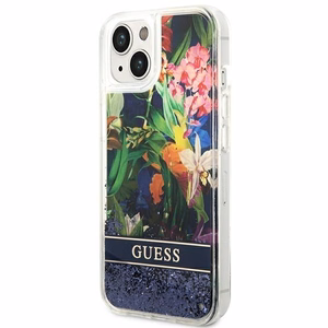 Guess GUHCP14SLFLSB iPhone 14 6.1 "blue / blue hardcase Flower Liquid Glitter