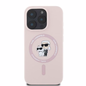 KARL LAGERFELD Silikoninen KC Body Ring MagSafe Suojakuori KLHMP16XSCMKCRHP iPhone 16 Pro Max:lle - Vaaleanpunainen