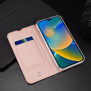 Dux Ducis Skin Pro holsteri suojus flip cover iPhone 14 Pro Maxille vaaleanpunainen