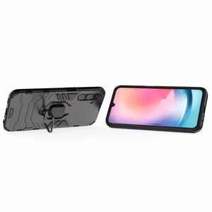 Ring Armor panssari Suojakuori Samsung Galaxy A24 4G:lle Magneettinen pidike sormusrengas musta