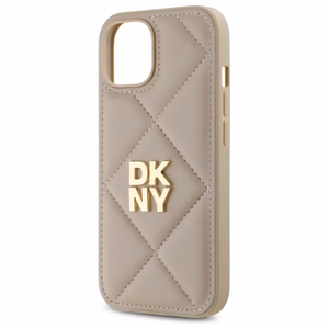 DKNY Quilted Stack Logo Suojakuori iPhone 15:lle - beige