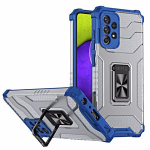 Crystal Ring Case Kickstand Kova Rugged Cover Samsung Galaxy A72 4G sininen sininen