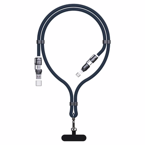Dudao L20Max 65W 4-in-1 kaapeli kaulahihnalla USB-C - USB-C Lightning- ja USB-A-adaptereilla - sininen