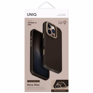 Uniq Keva Max Magclick Lataus Kamerajalusta Suojakuori iPhone 16 Pro:lle - Ruskea