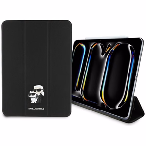Karl Lagerfeld Saffiano Magneettinen Karl & Choupette iPad Pro 11" 2024 Book Cover Suojakuori - Musta