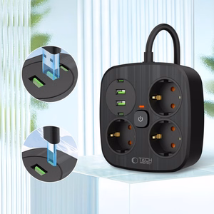 Tech-Protect PCS3X4 jatkojohto 3 pistoketta 2xUSB-A 2xUSB-C 200 cm - musta