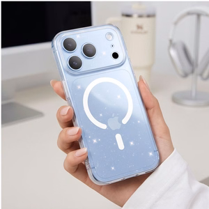 Tech-Protect FlexAir MagSafe -suojakuori iPhone 17 Pro / 18 Pro -malleille, läpinäkyvä glitterillä