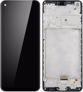 LCD-näyttö Samsung A217F A21s kosketusnäytöllä ja kehyksellä musta ORG