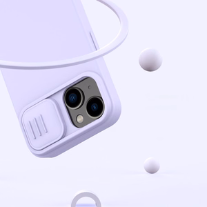 Nillkin CamShield Silky Silikonikotelo iPhone 14 Plus Kotelo kameran suojuksella Violetti