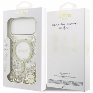 GUESS Resin Bottom Glitter MagSafe -suojakuori iPhone 17 Pro Max - kulta