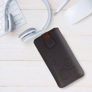 WONDER Deko Pouch Case (koko XXL) Samsung S25 Ultra/S24 Ultra/M35/M23/A16 5G/Xiaomi Redmi 14C:lle suklaa