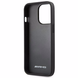 AMG AMHCP14XGSEBK iPhone 14 Pro Max 6,7 "musta / musta kovakotelo Nahka kohokuvioitu Lines