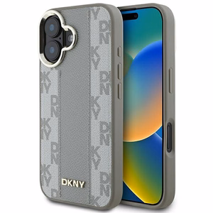 DKNY Checkered Pattern Magsafe iPhone 16:lle Suojakuori - Beige