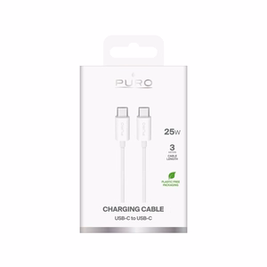 Puro TPE 25W USB-C - USB-C 3m kaapeli - Valkoinen