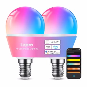 LEPRO BP1-2 E14 LED Bulb with Bluetooth and Wi-Fi, 470 lm, 2-pack