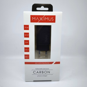 Seinälaturi MX CARBON 30W PD+QC USB-A+C musta