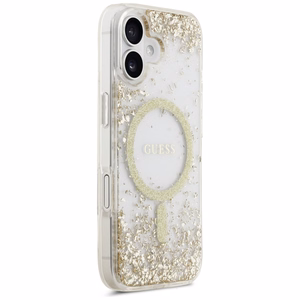 Guess Resin Bottom Glitter MagSafe Suojakuori iPhone 17:lle - kultainen
