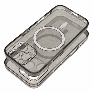 Suojakuori Samsung S26:lle Clear Mag Cover (STR) yhteensopiva MagSafen kanssa musta glitter