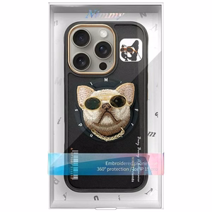 Nimmy Glasses Cool Dog MagSafe Suojakuori iPhone 16 Pro:lle - musta