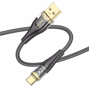 Hoco USB-A - USB-C -kaapeli 2,4A 1,2 m U121 - musta/läpinäkyvä