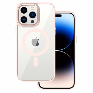 Tel Protect Magnetic Clear Suojakuori iPhone 15 Plus:lle lohenpunainen