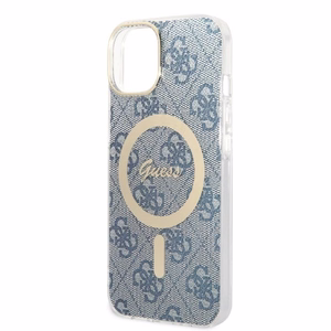 Setti Guess GUBPP14MH4EACSB kotelo+laturi iPhone 14 Plus 6.7" sininen kovakotelo 4G Print MagSafe