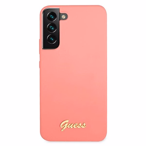 Guess GUHCS22MLSLMGFU S22+ S906 fuksia/fuksia kotelo Silikoni Script Metal Logo Silikoni Script Metal Logo
