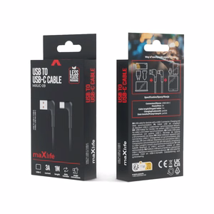 Maxlife MXUC-09 angle cable USB - USB-C 1,0 m 3A black