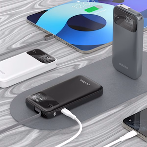 Dudao K31 10000 mAh 22.5W PD Powerbank sisäänrakennetulla kaapelilla - harmaa