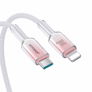 Joyroom S-A42 Crystal-Clear Series 30W USB-C - Lightning -kaapeli 1,2 m - valkoinen