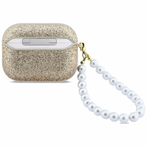 Guess Glitter Pearl Strap Suojakuori AirPods Pro 3:lle - Kultainen