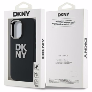 DKNY Liquid Silicone Metal Logo Suojakuori iPhone 16:lle - musta