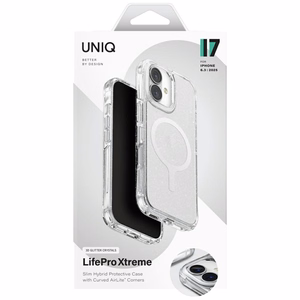 Uniq LifePro Xtreme Magclick Lataussuojakuori iPhone 17:lle - Läpinäkyvä-Glitter