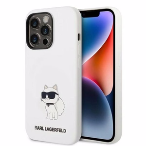 Karl Lagerfeld KLHCP14LSNCHBCH iPhone 14 Pro 6.1 valkoinen/valkoinen kova suojakuori Silicone Choupette