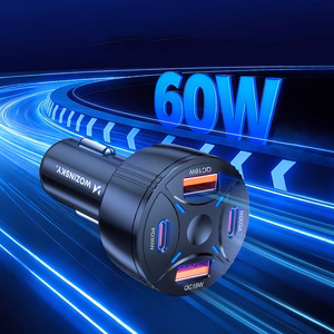 Wozinsky WLS-04 60W autolaturi, 2xUSB-C ja 2xUSB-A, musta