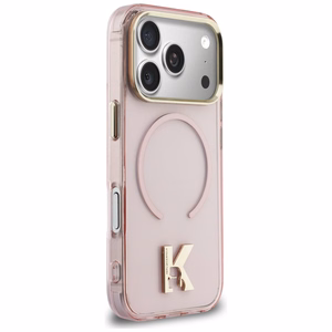 Karl Lagerfeld IML K Head Logo MagSafe -suojakuori iPhone 17 Pro:lle vaaleanpunainen