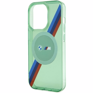 BMW M Tricolor Stripes MagSafe Suojakuori iPhone 15 Pro:lle - vihreä