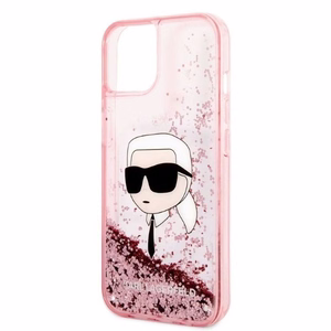 Karl Lagerfeld Glitter Karl's Head suojakuori iPhone 14 Plus:lle - vaaleanpunainen