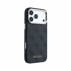 Case Guess PU Leather 4G Gold Frame MagSafe Apple iPhone 18 Pro black