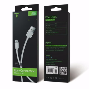 Kaapeli T-PHOX Nets Micro USB, valkoinen, 3A, PVC, 1,2M