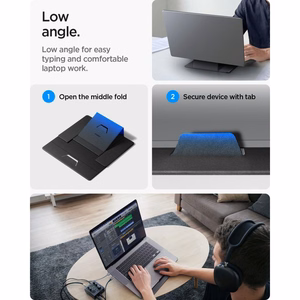 Spigen SlimFold LD201-S8 -kannettavan tietokoneen teline, harmaa