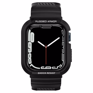 Spigen Rugged Armor Pro -kotelo hihnalla Apple Watch 4 / 5 / 6 / 7 / 8 / SE (44/45 mm) - musta