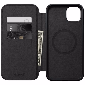Nomad moderni nahkainen folio-kuori iPhone 15 Plus 6,7' musta