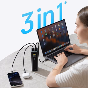 Cuktech PB200U power bank 20,000 mAh, 210 W, 2× USB-C and USB-A, with TFT display and 240 W USB-C cable – black
